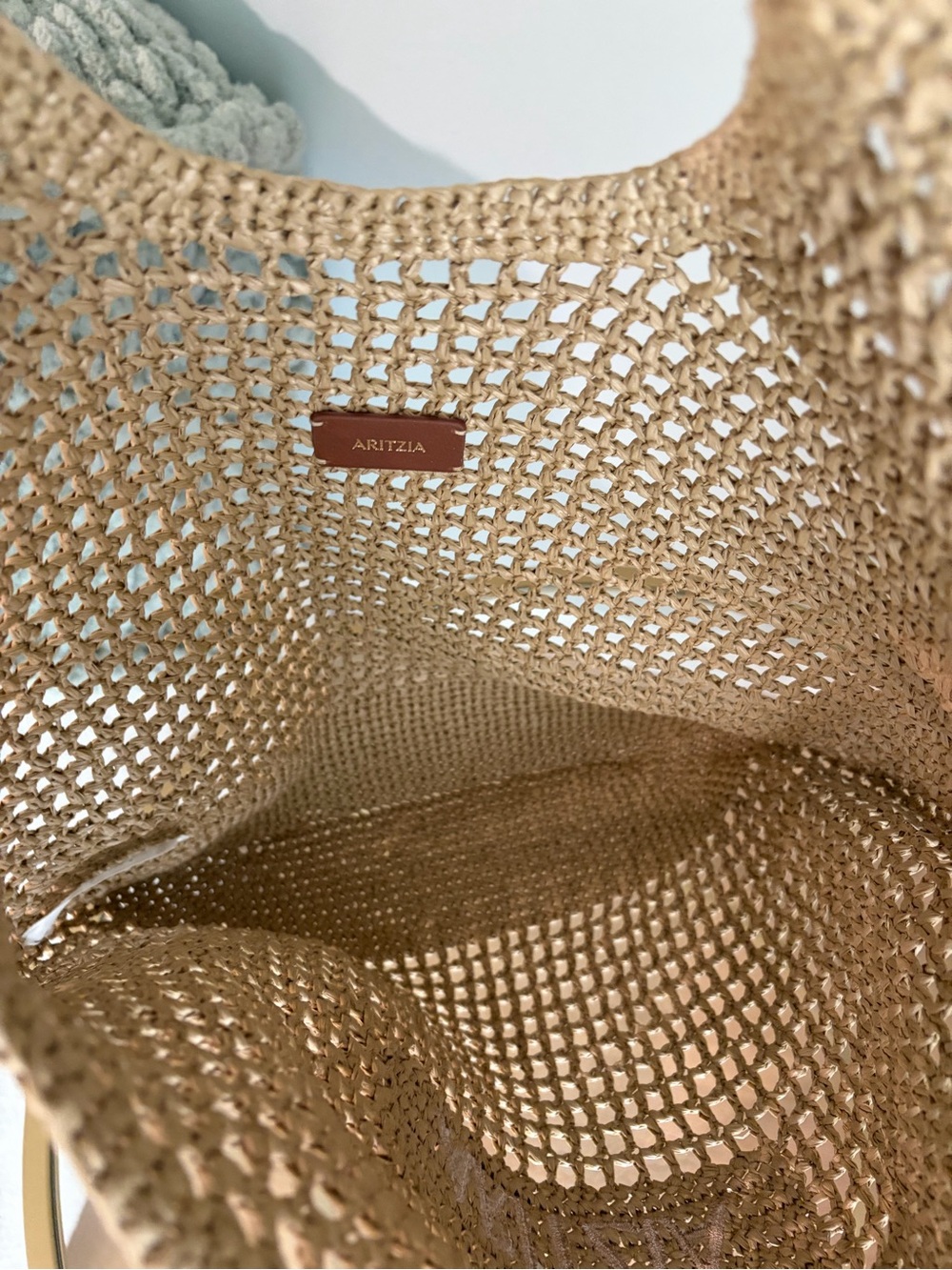 Aritzia Awayday Tote Beach Bag Crochet Market Sand Tan - Picture 6 of 7